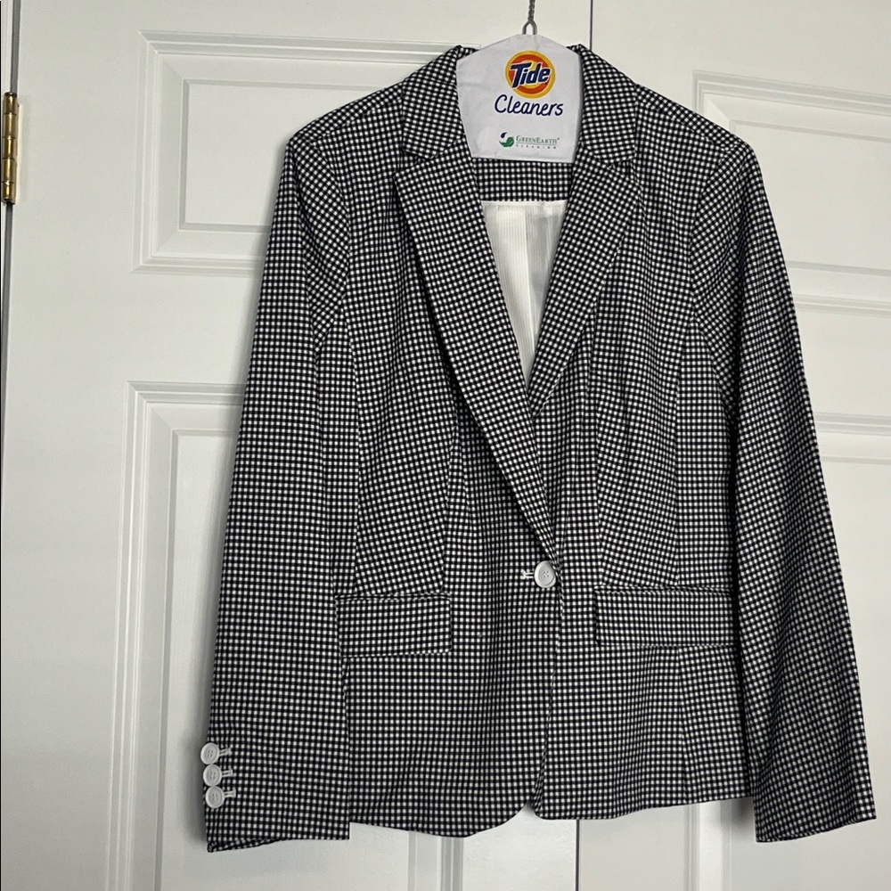 Talbots Black and White Checkered Blazer size 12P